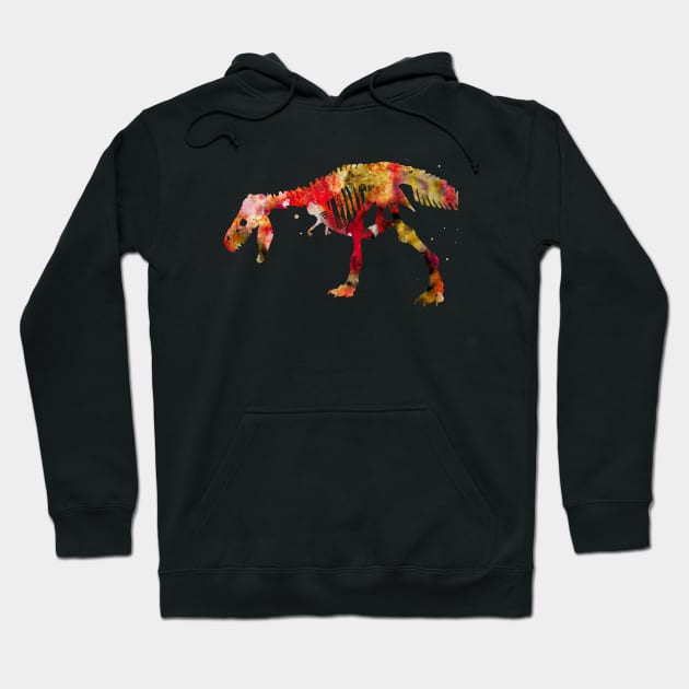 Dinosaur Skeleton Watercolor Painting 2 Hoodie by Miao Miao Design